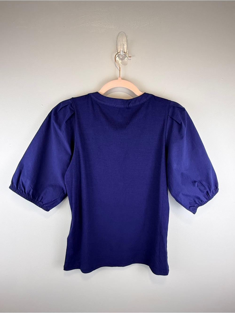 Madewell Puff Sleeve Henley Knit Top Blue Modal Blend Size XL NWT - Picture 7 of 12